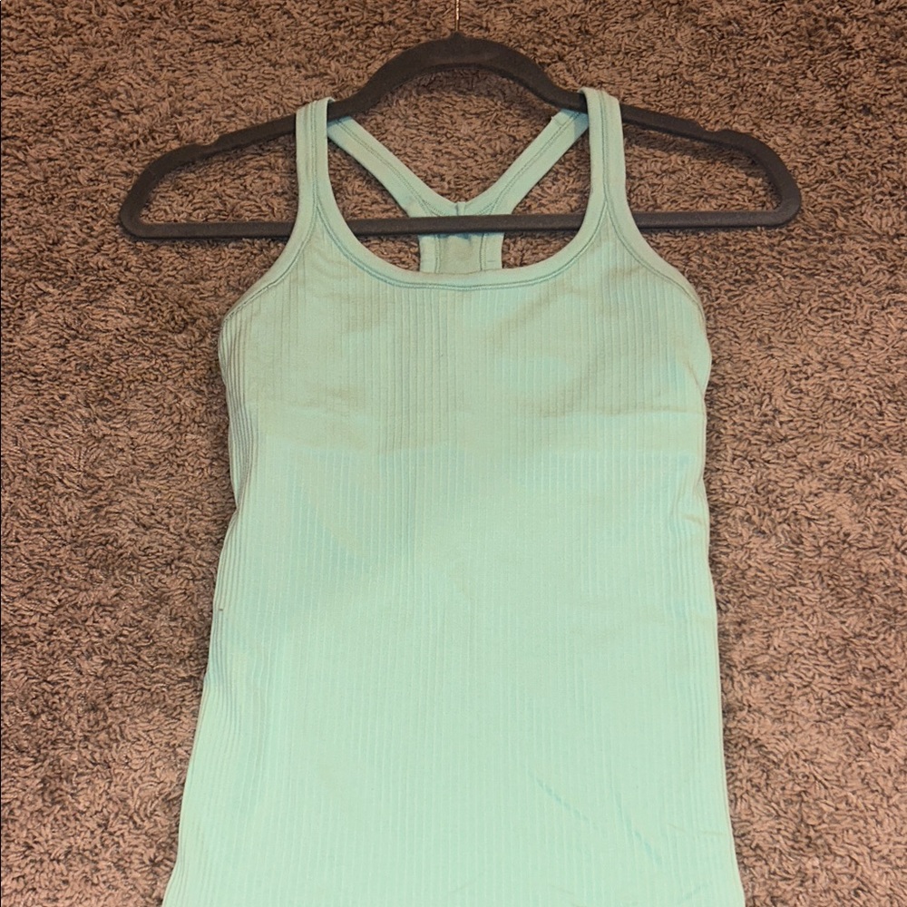 Women's Green Ribbed Tank Top